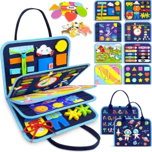 Gojmzo Busy Board Montessori Toys for Toddler Boy Birthday Gifts, Busy Book Sensory Toys for Toddlers, Learning Educational Toddler Travel Activities