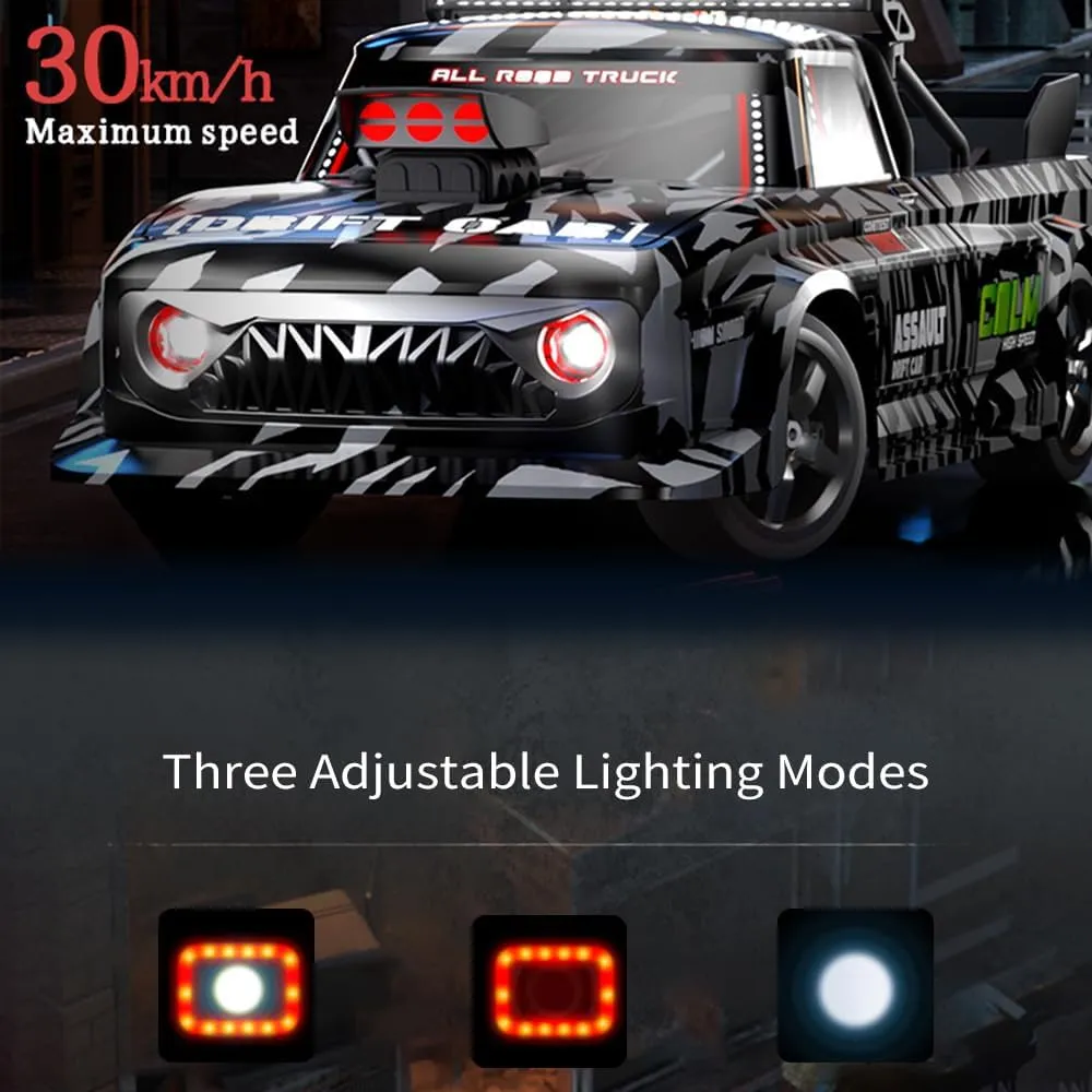 GoolRC 1:12 Scale RC Drift Car, 4WD Fast Remote Control Car with Gyro, 30KM/H High-Speed Racing Vehicle with LED Lights, Rechargeable Electric Toy Car Gifts for Boys Girls Kids