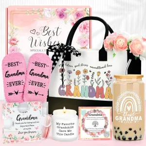 Grandma Gifts for Grandma Birthday Gifts from Grandkids Unique New Grandmother Gift for Nana Gift Ideas for Grandmas Cool Presents for Grandmas Bracelet Tote Bag Cup Candle Socks Acrylic Puzzle