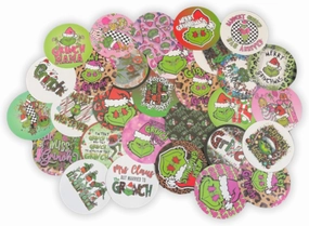 Grouch Christmas Freshie Cardstock Cutouts 3” inch Rounds | 32 pk Mixed | Scented Aroma Beads Bake with Mold for Car Freshie Designs, Winter Holiday, Mean One, Trendy, in My Grouch Era