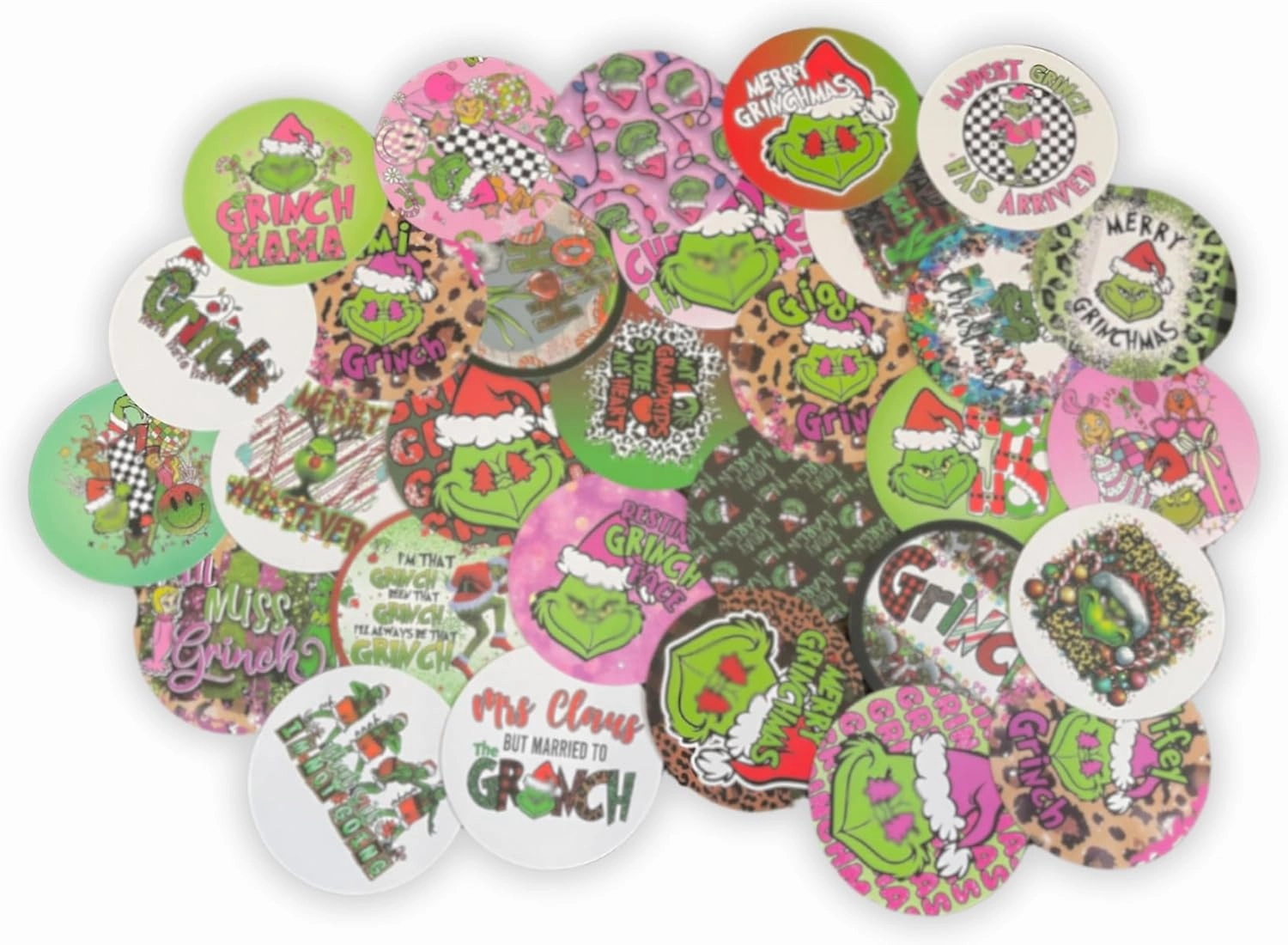 Grouch Christmas Freshie Cardstock Cutouts 3” inch Rounds | 32 pk Mixed | Scented Aroma Beads Bake with Mold for Car Freshie Designs, Winter Holiday, Mean One, Trendy, in My Grouch Era