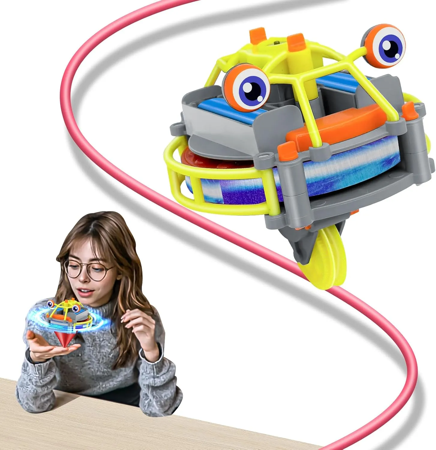 Gyroscopic Tightrope Walker Toy Tightrope Walker Spinning Top Toy Anti-Gravity Unicycle Robot for Kids Dual Modes of Unicycle and Gyroscope Educational Birthday Gift for Kid (Yellow)