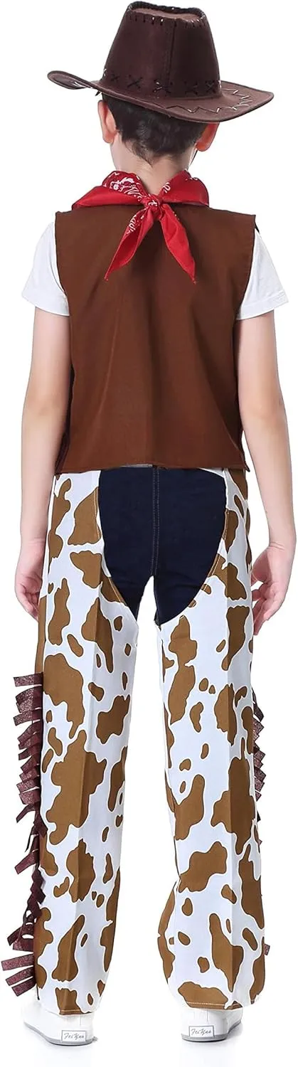 GZ-LAOPAITOU 8 Pcs Cowboy Costume for Boys, Kids Cowboy Outfit Brown Western Costume Toddler Role Play Halloween Cosplay