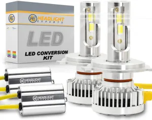 H4 Dual Beam LED KIT for 2000 Buell X1 Lightning Plug and Play 6000K 22,000 Lumens w/Canbus Built-In Error Free (Pack of 2) Fog Light