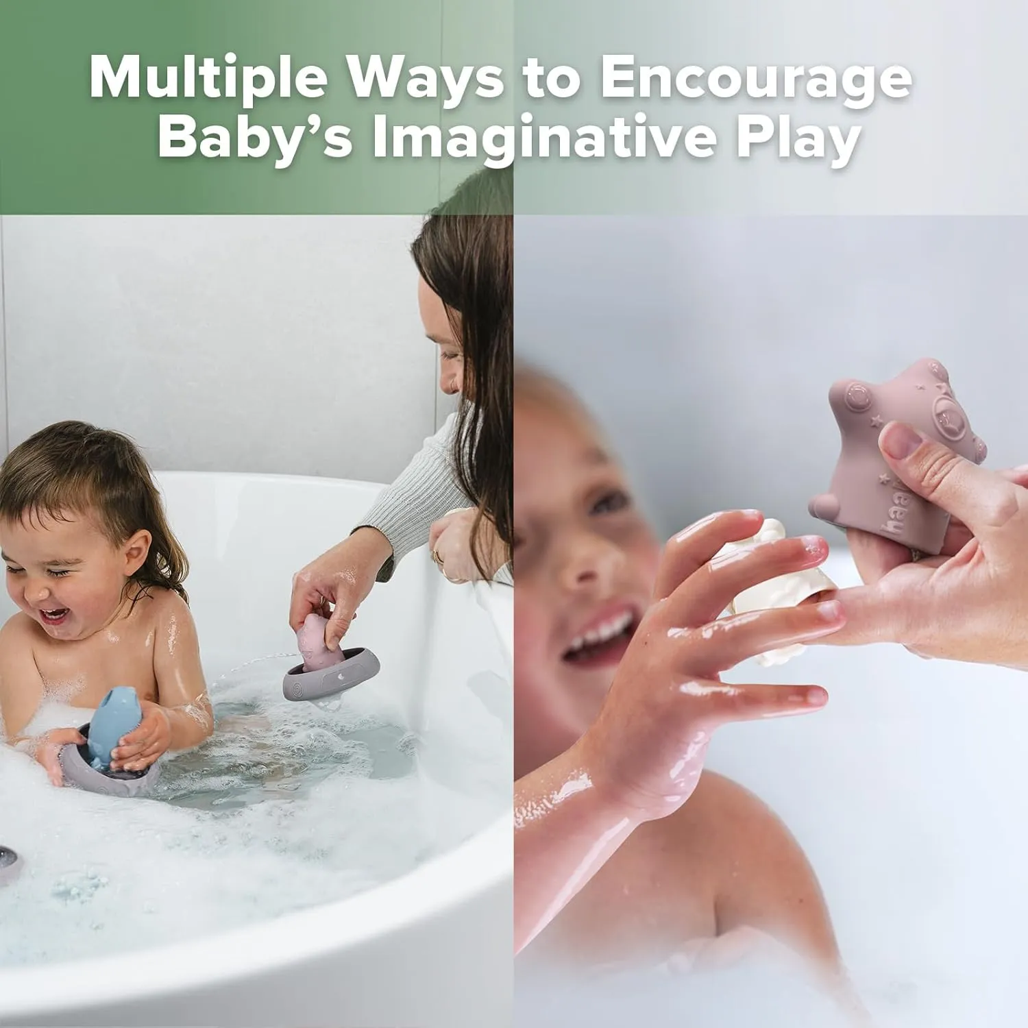 Haakaa Squeeze Alien Explorers Baby Bath Toys, Food Grade Silicone Toddler Bath Toys for Bathtubs/Swimming Pools/Beaches, Detachable Mold Free Floating Tub Toys for Kids Ages 1-3 (Nova Jupiter)