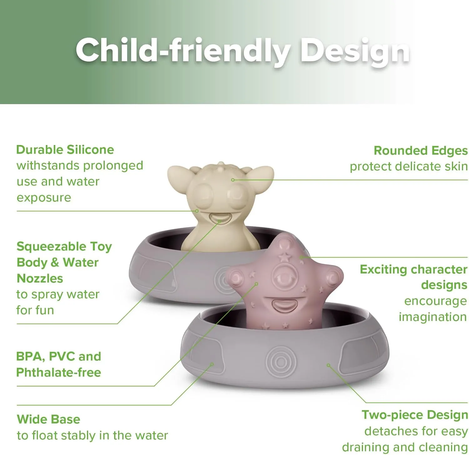 Haakaa Squeeze Alien Explorers Baby Bath Toys, Food Grade Silicone Toddler Bath Toys for Bathtubs/Swimming Pools/Beaches, Detachable Mold Free Floating Tub Toys for Kids Ages 1-3 (Nova Jupiter)