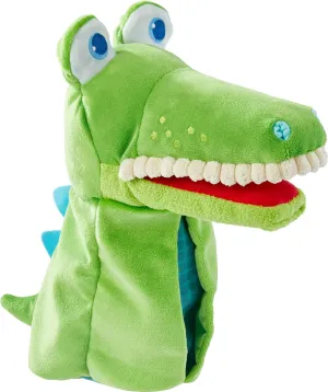 HABA Hand Puppet - Eat it Up Croco Interactive Puppet Show Toy with Belly Bag for Storytelling, Toddler Activities, Speech Therapy Toys and Pretend Play for 18 Months and up