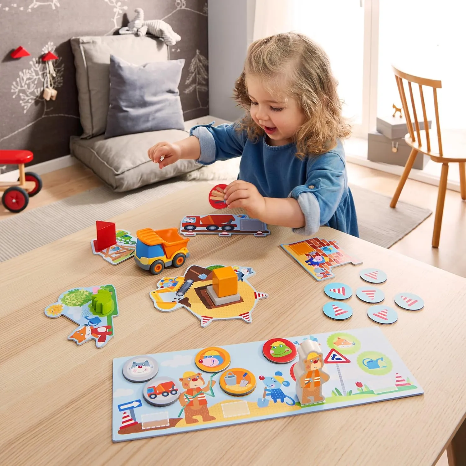 HABA My Very First Games Building Site, A Cooperative Learning Kids Game, Toddler Learning Activities & Games for 2  Year Olds with Included Toy Truck