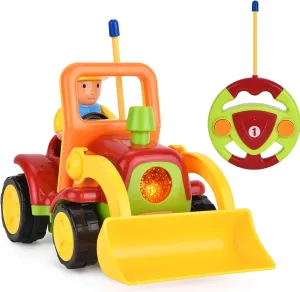Haktoys Remote Control Bulldozer Toy for Toddlers – Easy RC Construction Tractor with Blade for Boys & Girls Ages 18 Months and Up | First Remote Control Vehicle for Kids