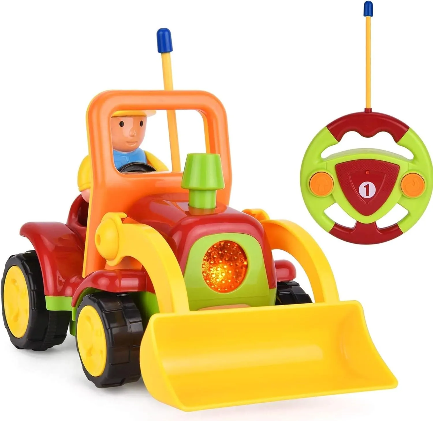 Haktoys Remote Control Bulldozer Toy for Toddlers – Easy RC Construction Tractor with Blade for Boys & Girls Ages 18 Months and Up | First Remote Control Vehicle for Kids