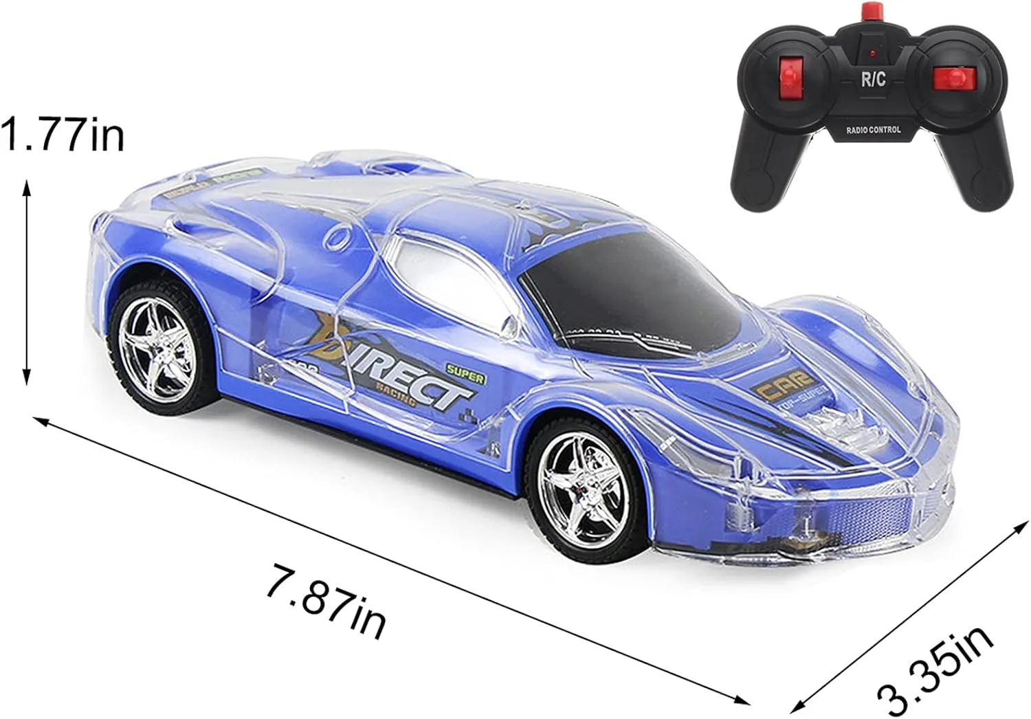 Haktoys Remote Control Sports Car: Radio Control Racing Toy Vehicle with LED Flashing Lights - Great Gift for Kids, Boys and Girls (Blue)