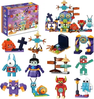 Halloween Party Favors for Kids 12 Pack Halloween Building Blocks Games, Stocking Stuffers for Kids, Halloween Toys Bulk for Party