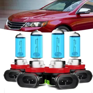 Halogen Headlights Fit for Chevrolet Chevy Impala 2006-2013 Headlight Bulbs,H11/H8/H9 High Beam   H11/H8/H9 Low Beam Bright Front Car Lights,Plug And Play,Pack of 4