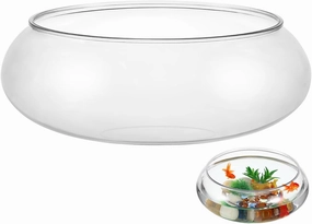 HANABASS Clear Fish Bowl Vase - Wide Mouth Bubble Bowl - Shallow Planter - Terrarium Fish Bowl - Aquatic Plant Pot - Hydroponic Planter Table Centerpiece, 9.5X 9.5X 3.9 Inch, for Office Home Decor