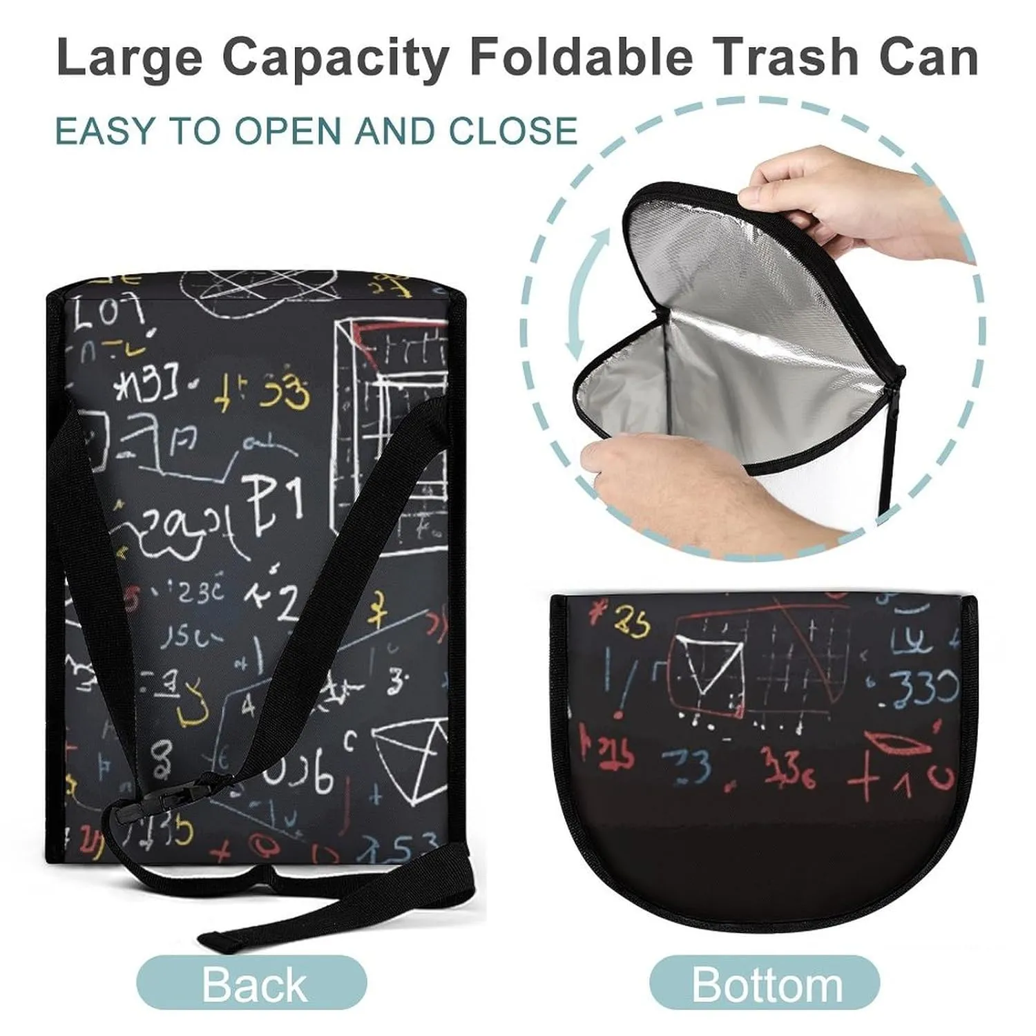 Hanging Car Garbage Bag Mathematics and Physics Portable Car Trash Bag for Car SUV Truck