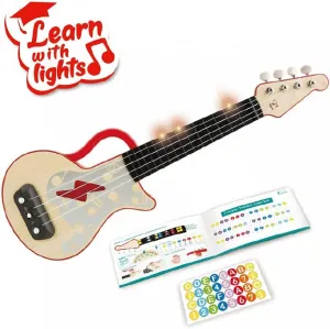 Hape Learn with Lights Electronic Ukulele Red | Leaning and Band Mode | Musical Instrument