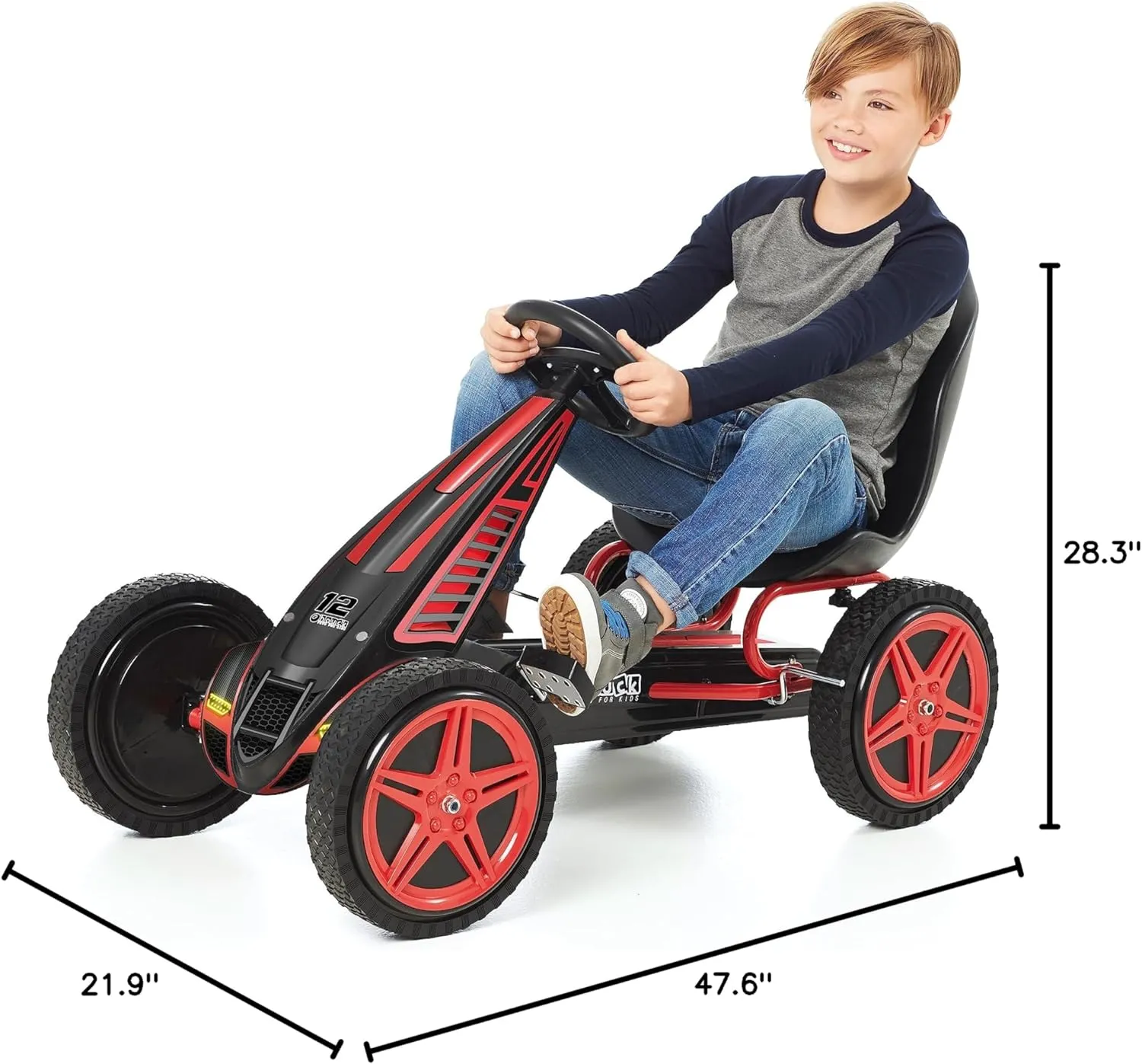 Hauck Hurricane Pedal Go Kart, Ride-On Toy w/ Rubber Tires & Handbrake, for Kids Ages 4-10