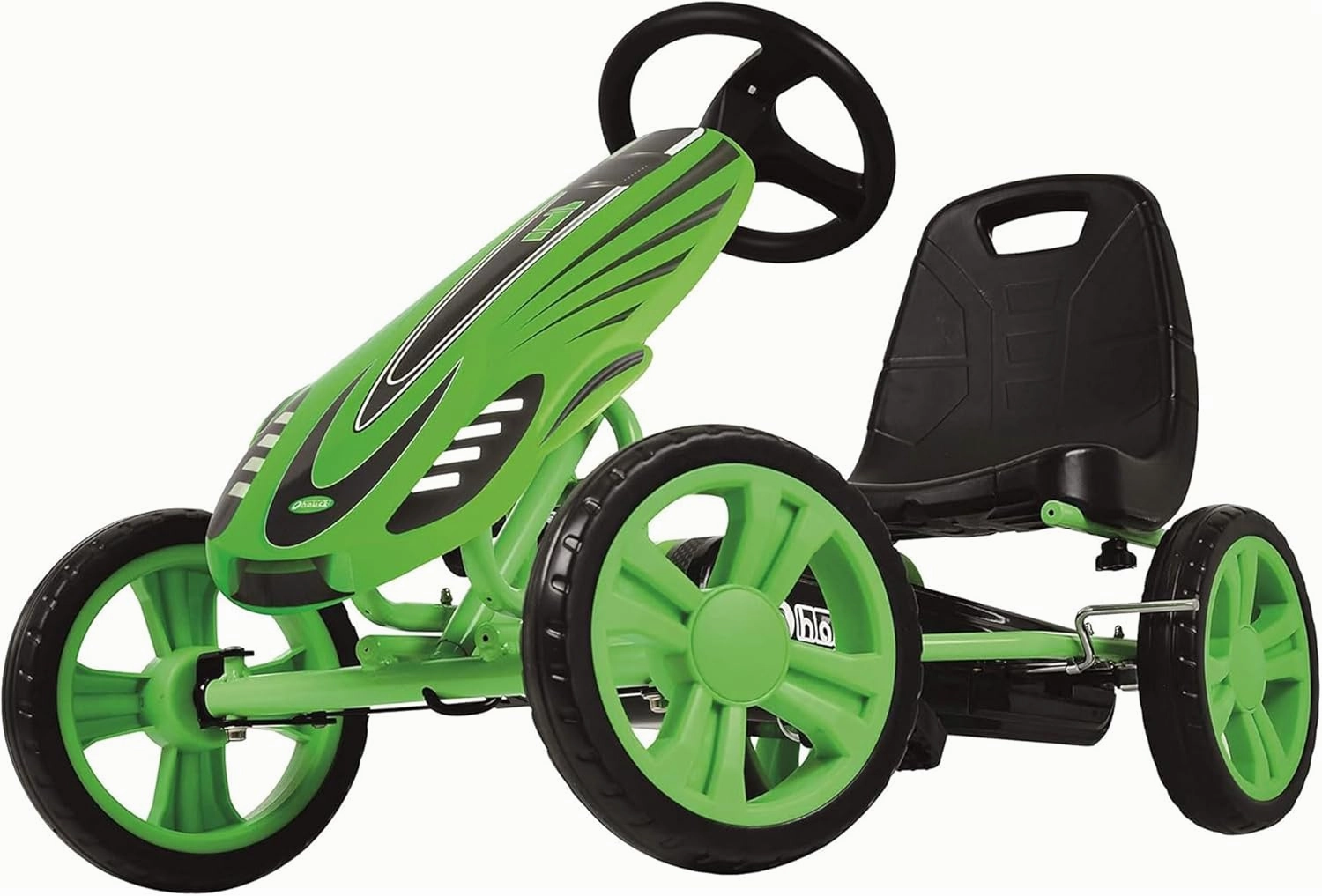 Hauck Speedster Pedal Go-Kart for Kids Ages 4-8 with Adjustable Bucket Seat, Large Front Plate, Handbrake, and EVA Plastic Wheels, Green