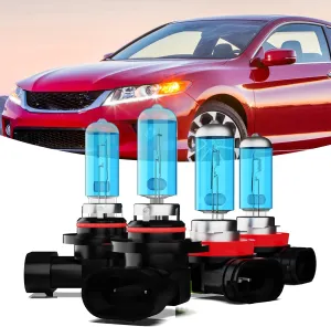 Headlights Fit for 2013-2018 Honda Accord Halogen Headlight Bulbs,9005/HB3/H10 High Beam & H11/H8/H9 Low Beam Headlight Bulbs,Plug And Play,Pack of 4 (Honda Accord 2013-2018 Headlamps)