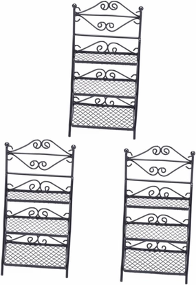 Hemoton 3pcs Mini House Flower Shoe Rack Indoor Outdoor Storage Shelf for Miniature Adornment Black for Dollhouse Decor and Crafts Dimensions