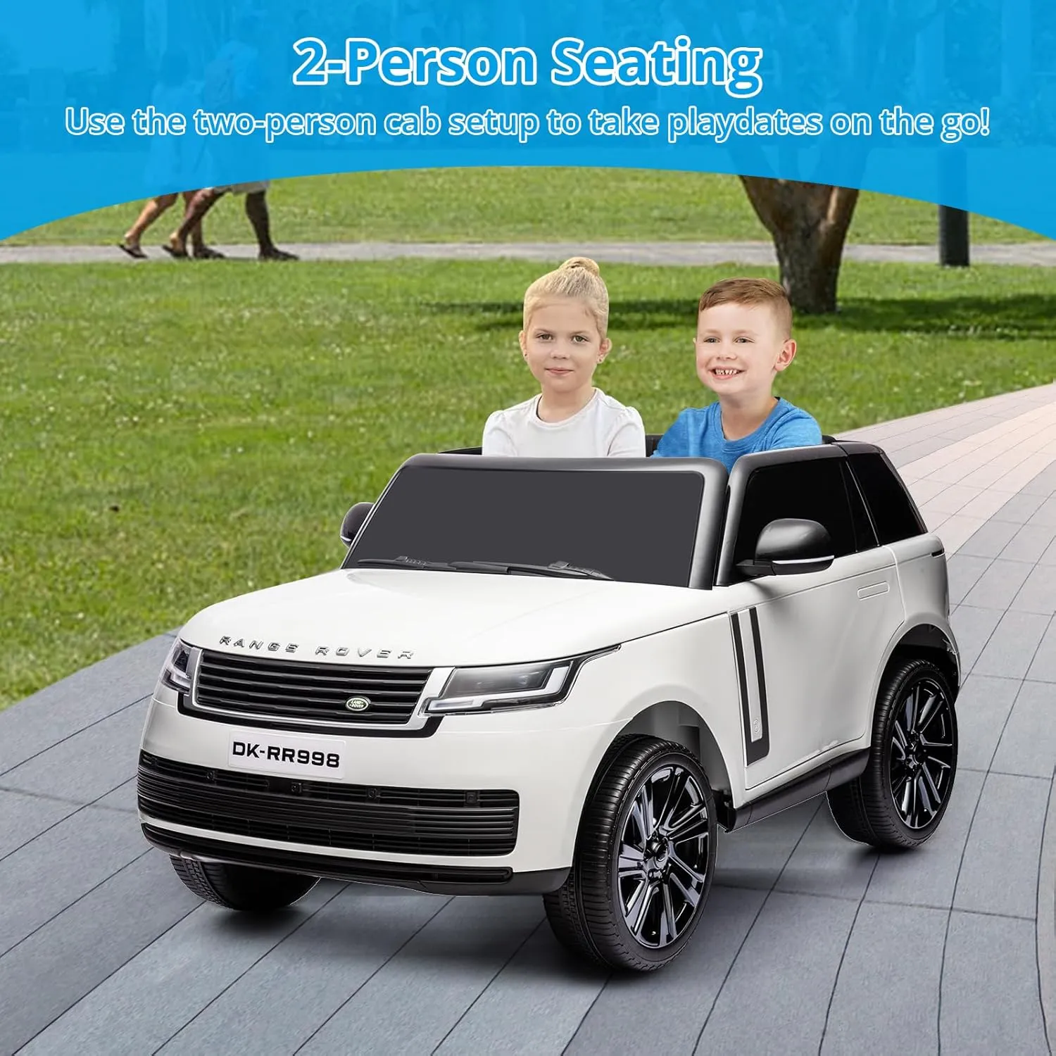 Hetoy 24V 2-Seater Licensed Land Rover Ride On Car Toy w/Parent Remote Control, 3 Speeds, Wireless Music, MP3 Player, Electric Car for Kids, White