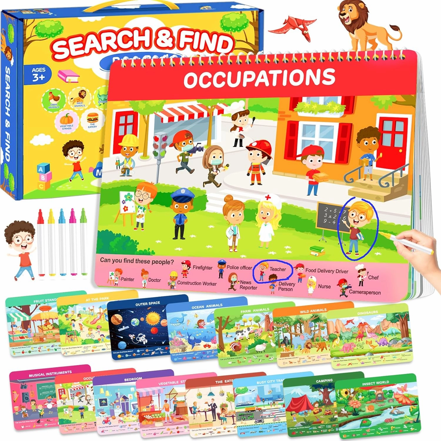 HeyKiddo Montessori Search and Find Book for Toddlers, Preschool Learning Activities, Autism Sensory Toys, Educational Gifts for 3 Years Old Boys Girls, Age 3-5 4-8