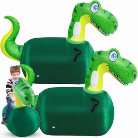 Hiboom 2 Set Bouncy Animals Hopper with Slip Cover Inflatable Bouncing Horse Hopper Large Bouncy Toys for Boys Girls Birthday Party Gifts Supports Up to 250 Pounds, Ages 5 and Up