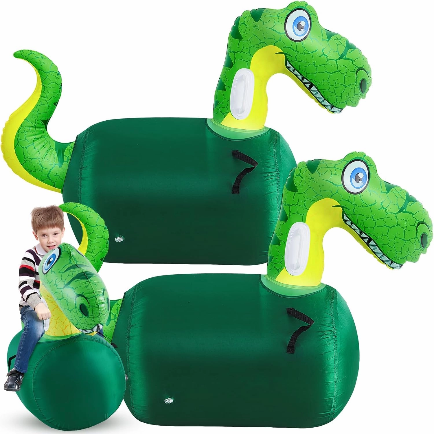 Hiboom 2 Set Bouncy Animals Hopper with Slip Cover Inflatable Bouncing Horse Hopper Large Bouncy Toys for Boys Girls Birthday Party Gifts Supports Up to 250 Pounds, Ages 5 and Up
