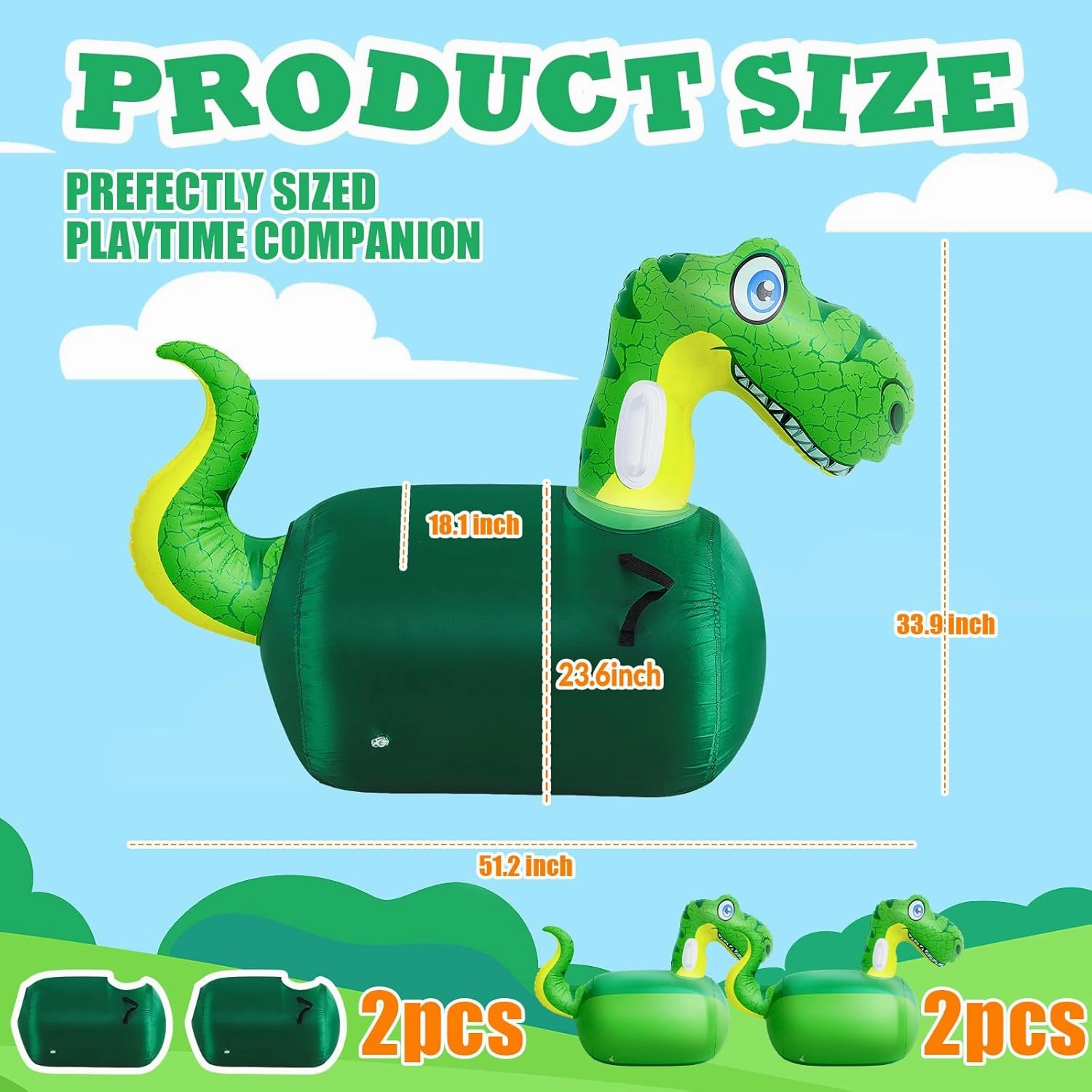Hiboom 2 Set Bouncy Animals Hopper with Slip Cover Inflatable Bouncing Horse Hopper Large Bouncy Toys for Boys Girls Birthday Party Gifts Supports Up to 250 Pounds, Ages 5 and Up