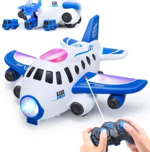 HOLYFUN Toddler Airplane Toys with Mini Cars, Kids Music Toy Plane with Sounds and Lights for 3,4,5 Year Olds Boys and Girls