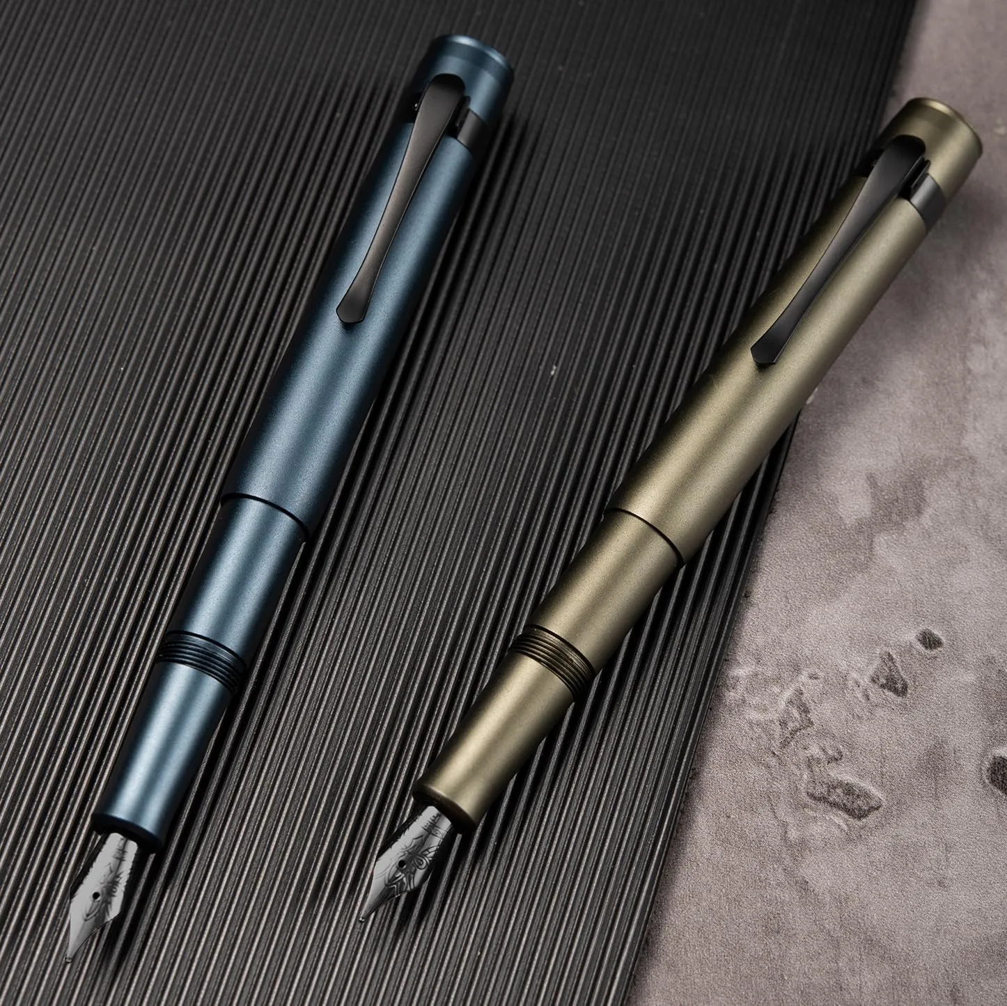 Hongdian M2 Black Forest Mini Fountain Pen, Extra Fine Soft Nib & Sleek Shape Aluminium Short Pocket Travel Pen (Midnight Blue)