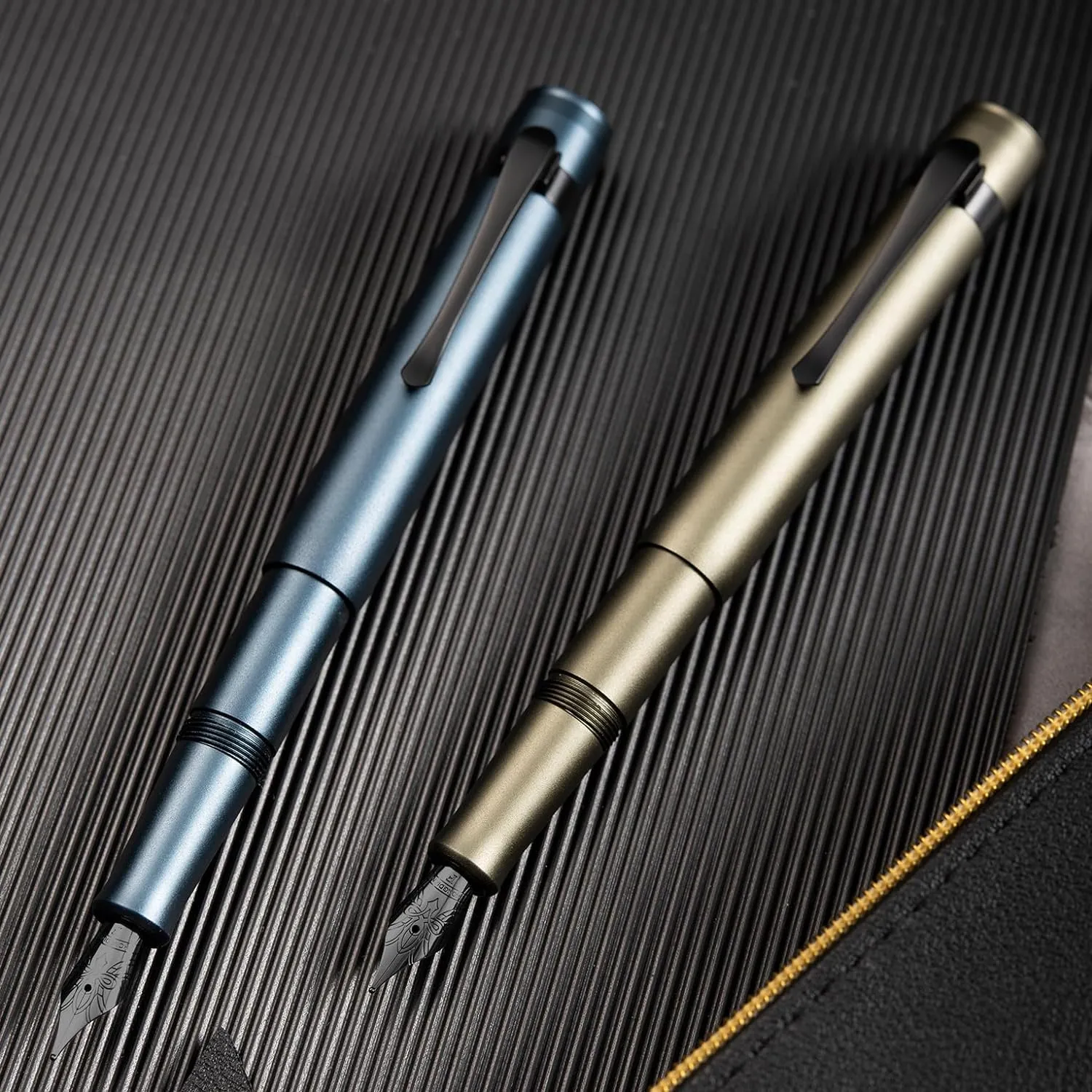 Hongdian M2 Black Forest Mini Fountain Pen, Extra Fine Soft Nib & Sleek Shape Aluminium Short Pocket Travel Pen (Midnight Blue)
