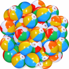 Honoson 50 Pack Mini Beach Balls for Kids 5 Inch Small Inflatable Balls for The Pool Birthday Pool Party Favors Blow up Classic Rainbow Color Beach Game Toys for Summer Parties(50 Pack)