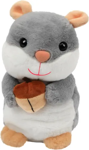 Hopearl Talking Hamster Repeats What You Say Mouse with Pine Nodding Electric Interactive Animated Toy Speaking Plush Buddy Gifts for Toddlers, Gray, 7''