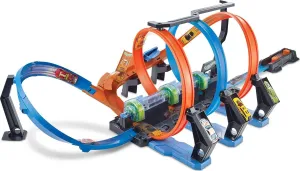 Hot Wheels Toy Car Track Set, Corkscrew Crash with 1:64 Scale Car, 3 Crash Zones, Powered by Motorized Booster for Continuous Action