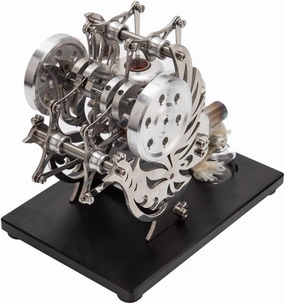 Hot Air Stirling Engine Model, Pigeon-Style Dual-Cylinder Dual-Piston Stirling Engine Model, Gifts for Students, Engineers, or Collectors