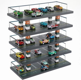 Hot Diecast Wheels Parking Garage 1/64 Scale Model Toy Car Display Garage Hot Diecast Wheels Storage Display Case with 5 Levels 30 Parking Spaces Maximum 50 Cars for Adult Son Grandson Gift