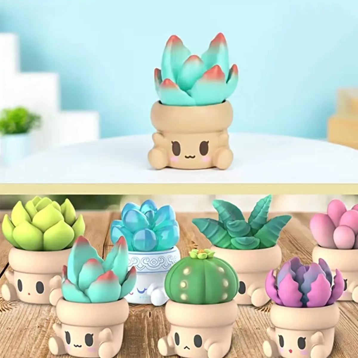 Hugging Succulents 2 Series Blind Box Toys for Girls Cute Figures Action Model Birthday Gift Guess Blind Bag Random Collection Toys Popular Desktop Ornaments（3 Pack）