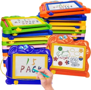 Hymaz 15 Pack Mini Magnetic Drawing Board for Kids, Colorful Doodle Drawing Board for Toddlers 1-3, Erasable Doodle Sketch Tablet Writing Pad for Boys Girls Classroom Rewards Party Favors Bag Stuffers