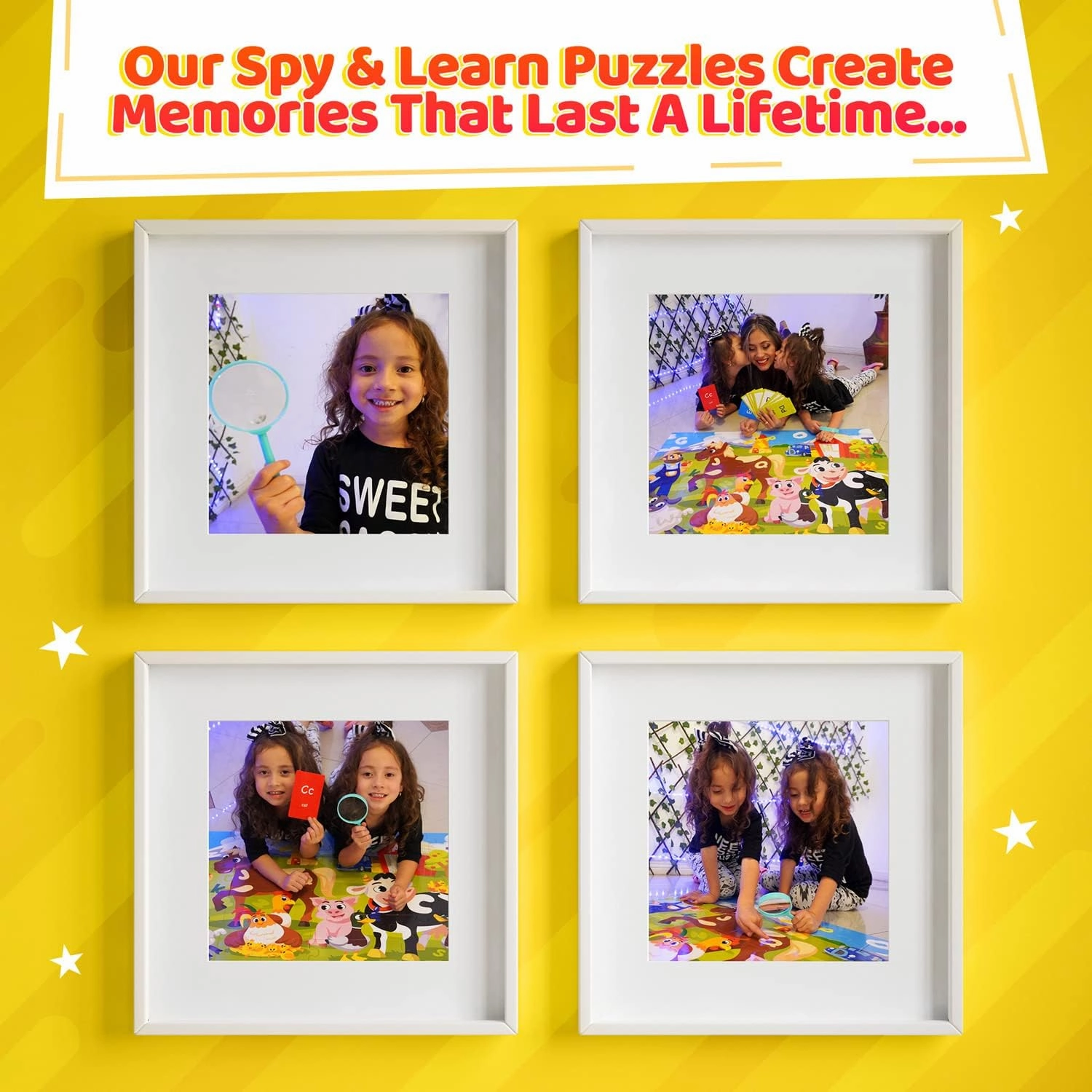 I Spy Alphabet Puzzle with Flashcards and Magnifying Glass 48 Piece Farm Animals Jigsaw for Kids Ages 3 to 5 Preschool ABC Floor Puzzle for Toddlers Large 2ft x 3ft