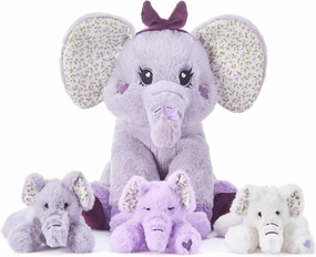 IKASA Elephant Stuffed Animal Mom and Baby Plush Toy, Cute 13" Soft Small Mama Family Set Huggable Cuddly Toys with Mini Little Babies,Gifts for Kids
