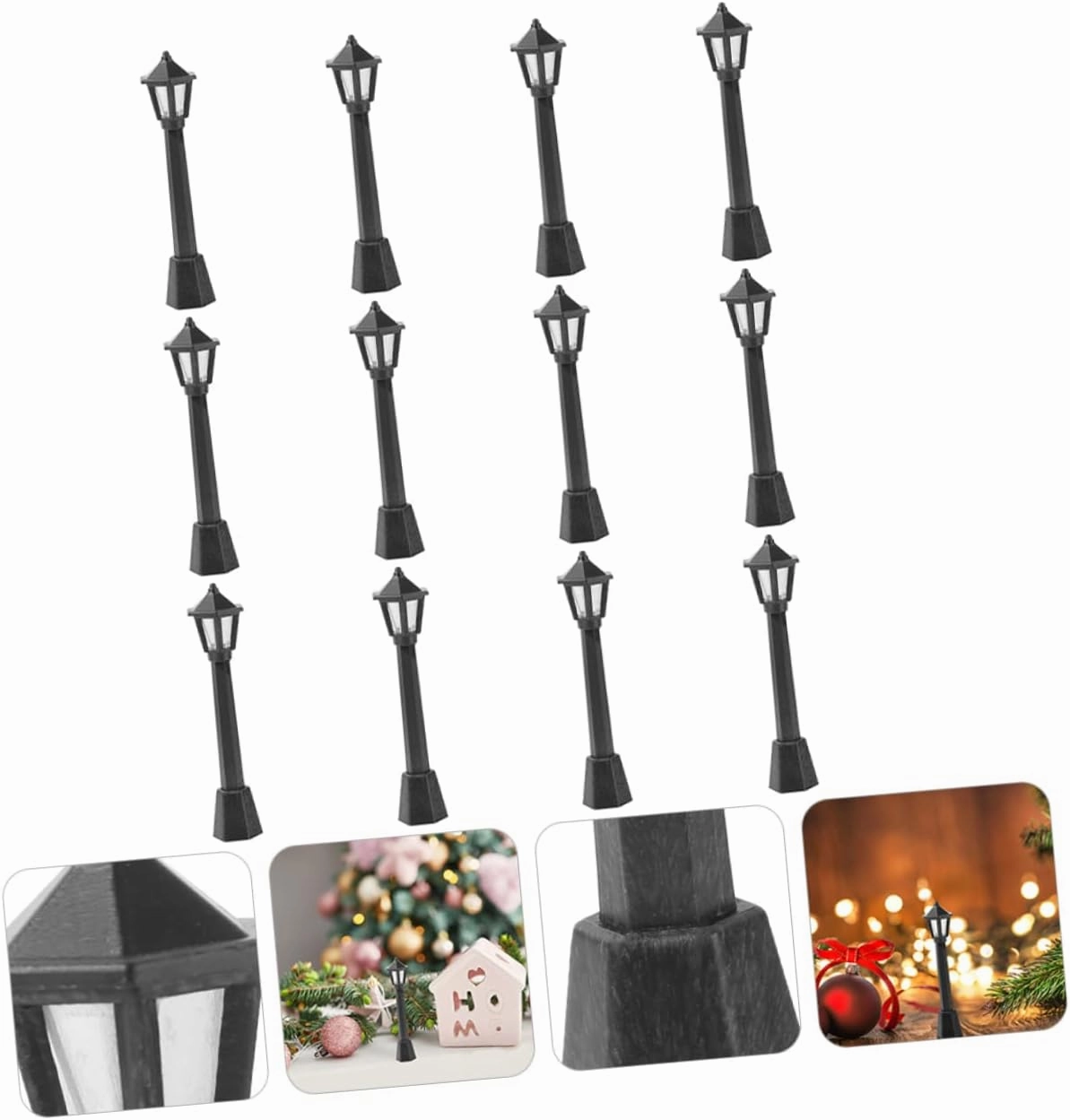 IMIKEYA 3sets 12pcs Miniature Plastic Post Lamp Simulation Streetlight Model for Dollhouse Decoration Compact and Portable Playing House Light for Miniature Landscape Creations 12pcs*3