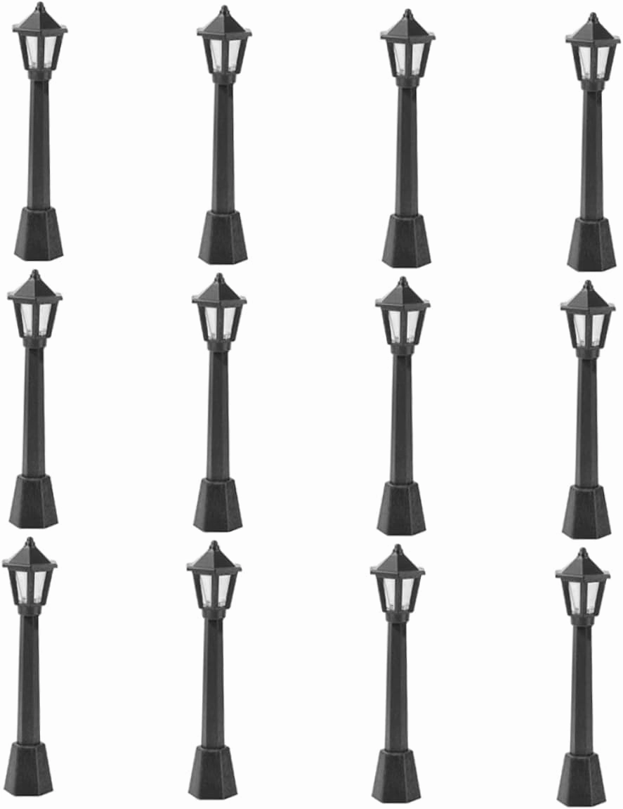 IMIKEYA 3sets 12pcs Miniature Plastic Post Lamp Simulation Streetlight Model for Dollhouse Decoration Compact and Portable Playing House Light for Miniature Landscape Creations 12pcs*3