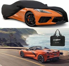 Indoor Car Cover for Corvette,Stretch Satin Indoor Car Cover Dust-Proof Protection Full Coverage Indoor Car Cover with Storage Bag for Chevy Corvette,Black