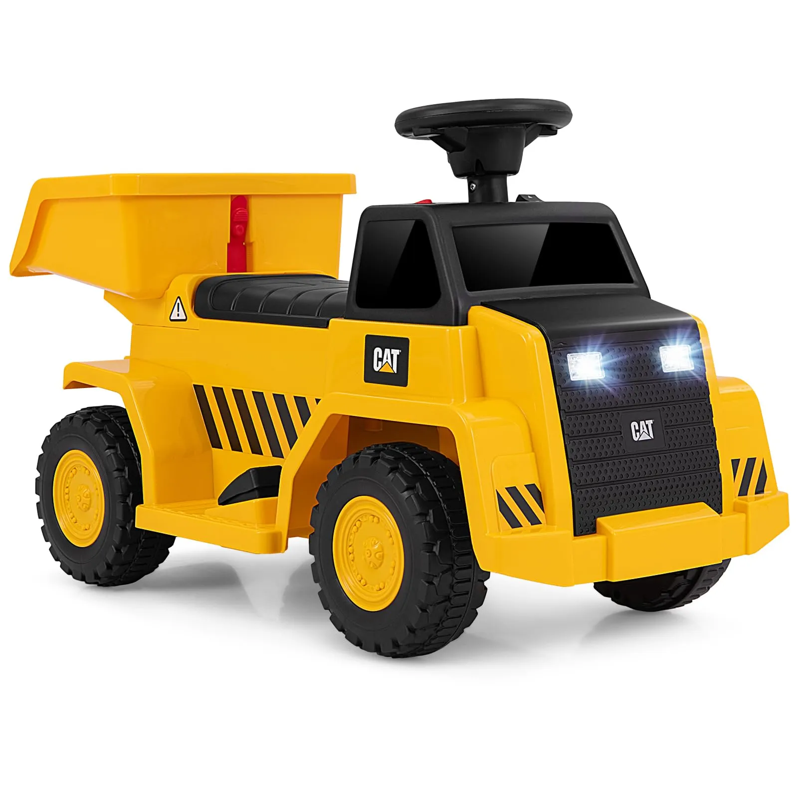 INFANS Licensed Caterpillar Ride on Dump Truck, 6V Cat Construction Car Electric Vehicle with Adjustable Dump Bed