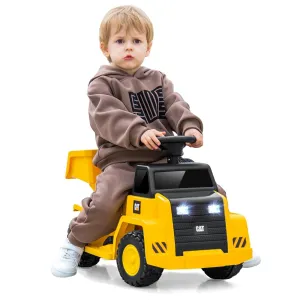 INFANS Licensed Caterpillar Ride on Dump Truck, 6V Cat Construction Car Electric Vehicle with Adjustable Dump Bed