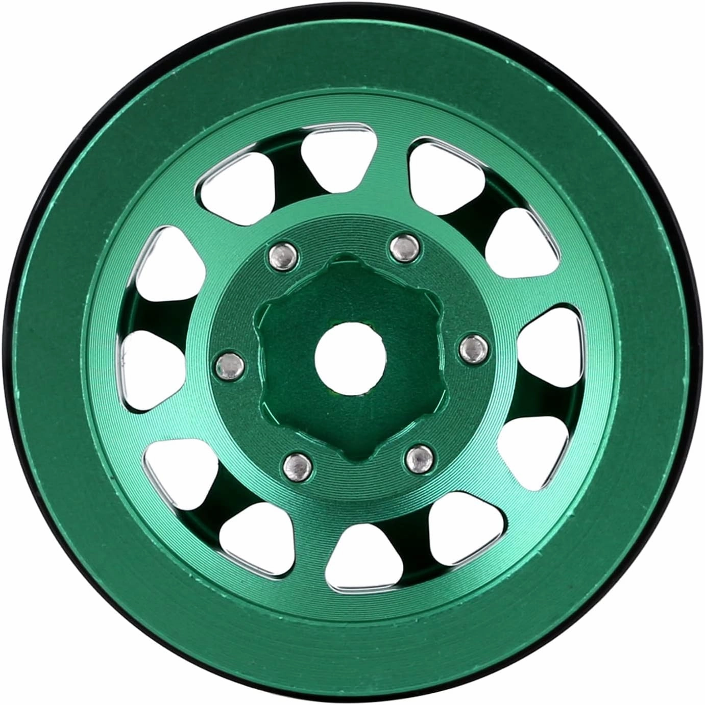 INJORA 1.0 Wheel Rims RC Metal Beadlock Wheels Rims for AX24 1/18 TRX4M All 1/24 Scale Axial SCX24 Deadbolt RC Crawler Car Upgrades Accessories(Black＆Green)