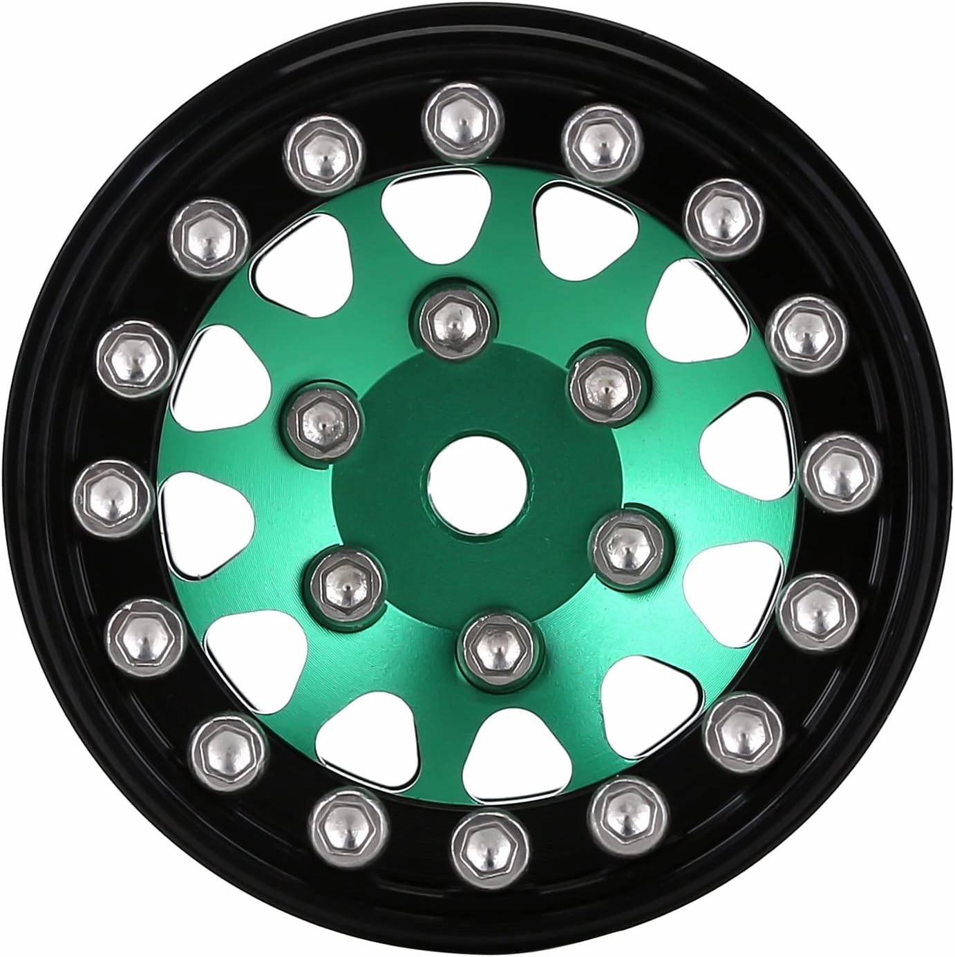 INJORA 1.0 Wheel Rims RC Metal Beadlock Wheels Rims for AX24 1/18 TRX4M All 1/24 Scale Axial SCX24 Deadbolt RC Crawler Car Upgrades Accessories(Black＆Green)