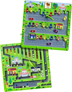Interactive Montessori Car Puzzle for 3-5 Year Olds