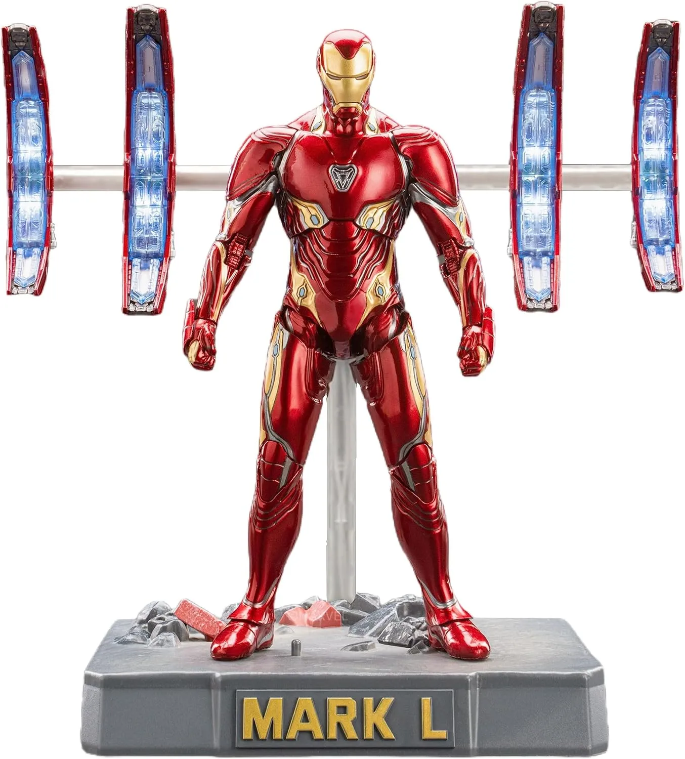 Ironman MK50 Action Figure-7Inch 20 Joints Movable with Lots of Accessories-Light with Four Funnels Exquisite Painting Collectible Toy(Scene Suit)